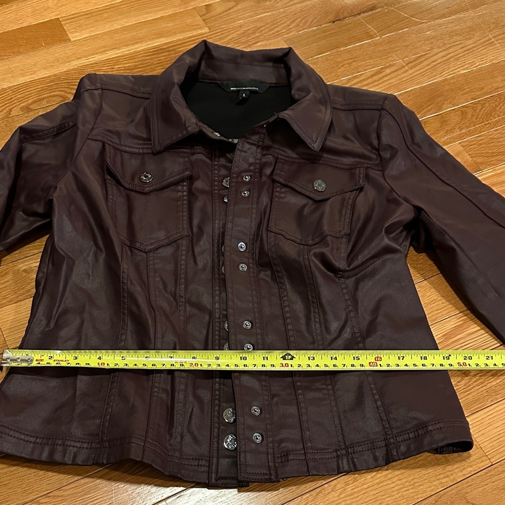 WHBM Women's Faux Leather Button-Front Jacket - Deep Burgundy - Picture 7 of 7